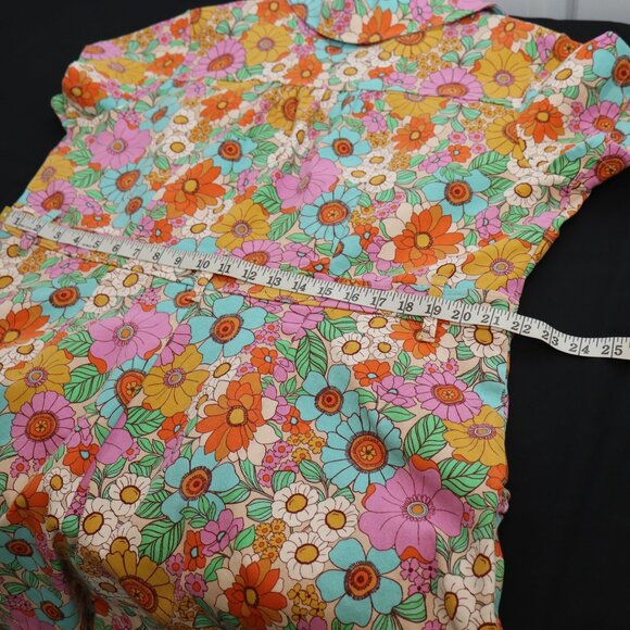 Show Me Your Mumu Outlaw Romper Flower Market Denim Size 2X Colorful No Belt - Picture 8 of 10
